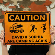Camping,Gift For Couples,Best friends' Hobby,Top Market,Funny,Family,Top Market,Icon - Drunk Stick Figure We Are Camping Again - Personalized Classic Metal Signs