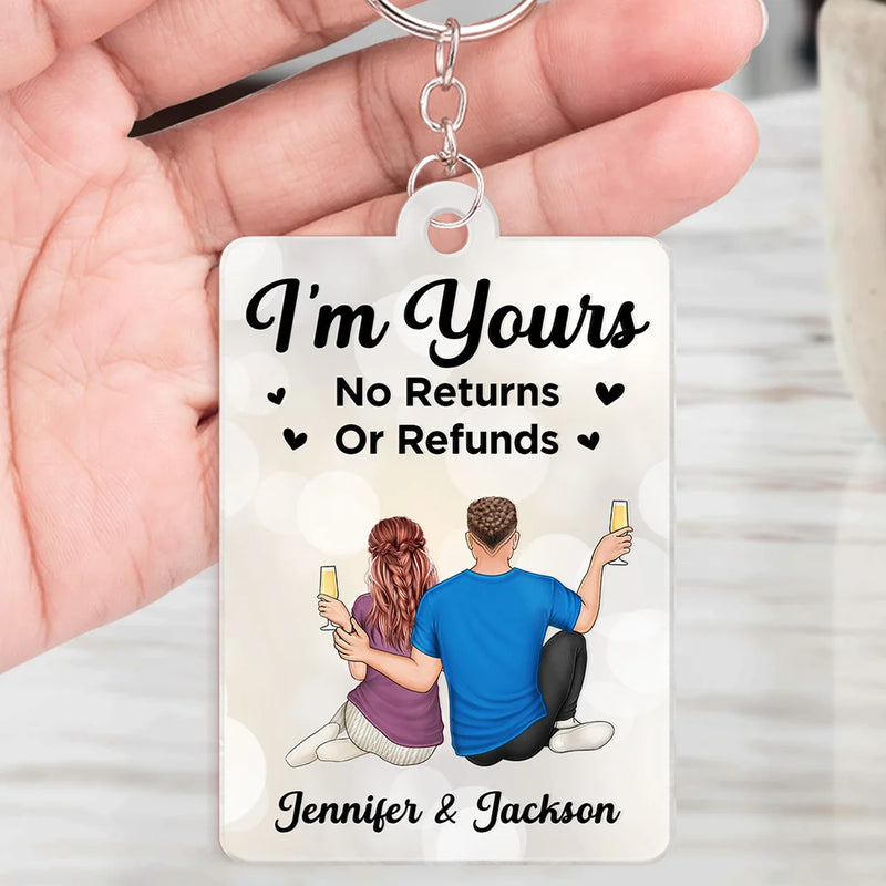 Gift For Couples,Gift For Husband,Gift For Wife,Gift For Boyfriend,Gift For Girlfriend,Happy,Non-Eng,QR Code,Vector,Romantic - Couple Favourite Song I'm Yours No Returns - Gift For Couples - Personalized Acrylic Keychain