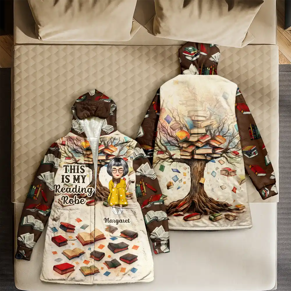 Gift For Women,Reading,Happy - Book Tree This Is My Reading Bath & Bed Item - Personalized Hooded Robe