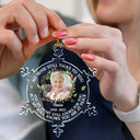 Family,Christmas,Memorial,Sad - Custom Photo My Mind Still Talks To You Memorial - Personalized Snowflakes Shaped Glass Ornament