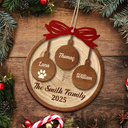 Family,Gift For Sibling,Gift For Sisters,Gift For Brothers,Love,Christmas,Pet Lovers - Happy Family Merry Christmas - Personalized 2-Layered Wooden Ornament