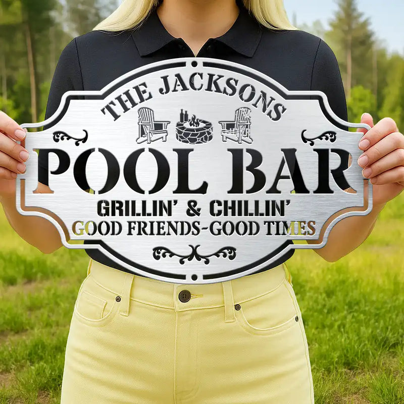Gift For Yourself,Gift For Women,Gift For Men,Family,Grilling,Patio,Happy,Non-Eng,Vector - Pub Shed Good Friends Good Times - Personalised Cutout Metal Sign