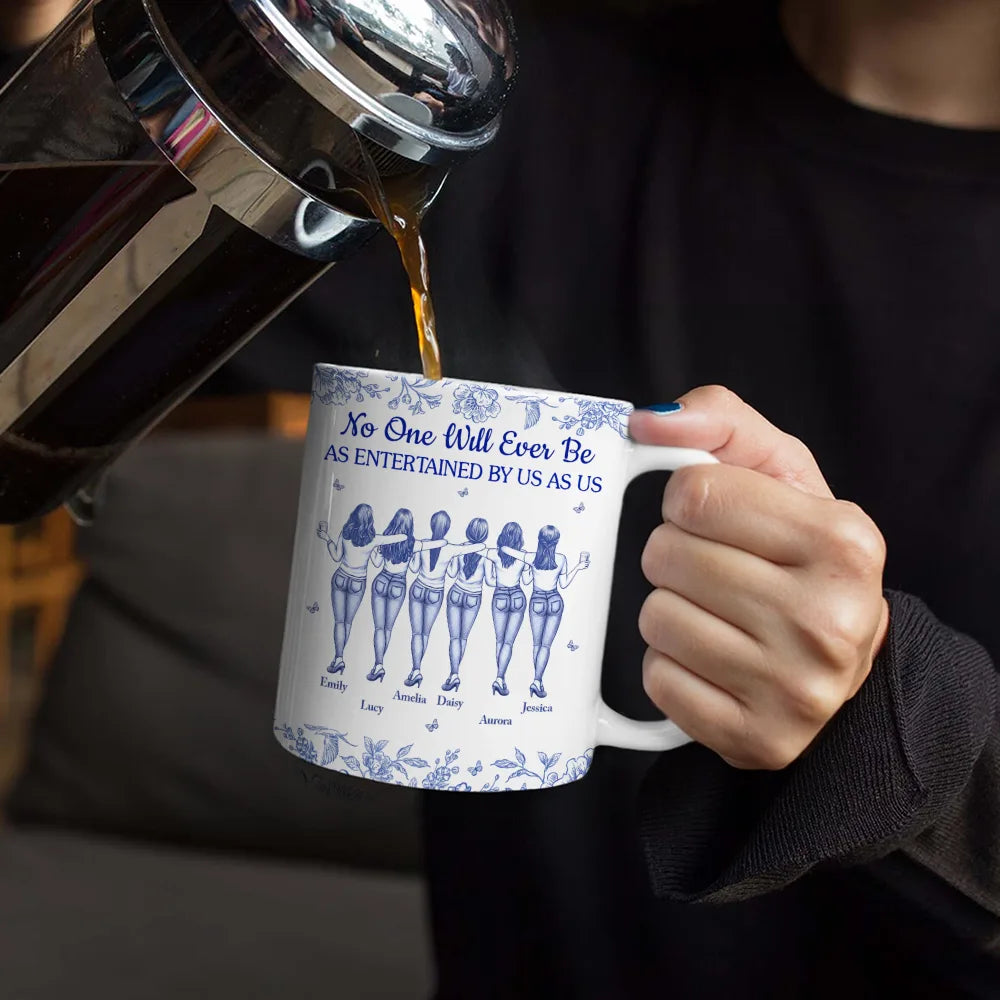 Gift For Bestie,Gifts For Colleagues,Gift For Sisters,Funny,Gift For Sibling,Christmas - No One Will Ever Be As Entertained By Us As Us Bestie Toile - Personalized White Edge-to-Edge Mug