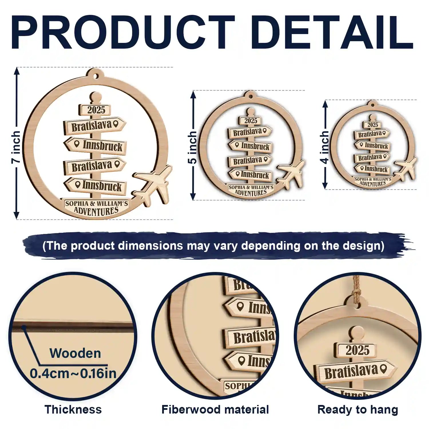 Travel Couple Goal, Destination Of All Year - Personalized Custom Shaped Wooden Ornament