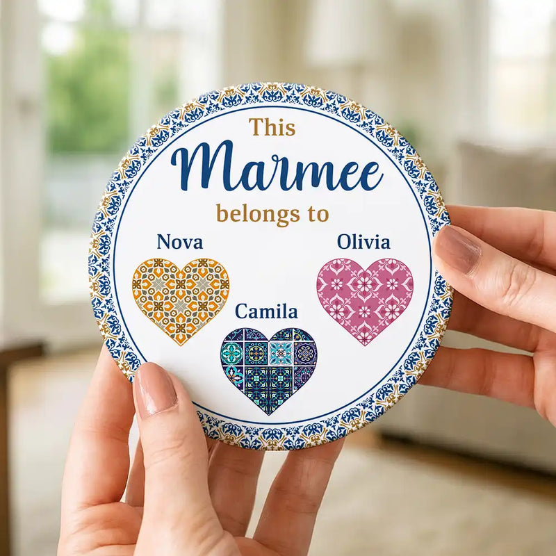 Gift For Grandma,Gift For Aunt,Gift For Mother,Happy,Gift For Wife,Gift For Women,Gift For Yourself - Vintage Pattern This Nana Belongs To - Personalized Ceramic Coaster