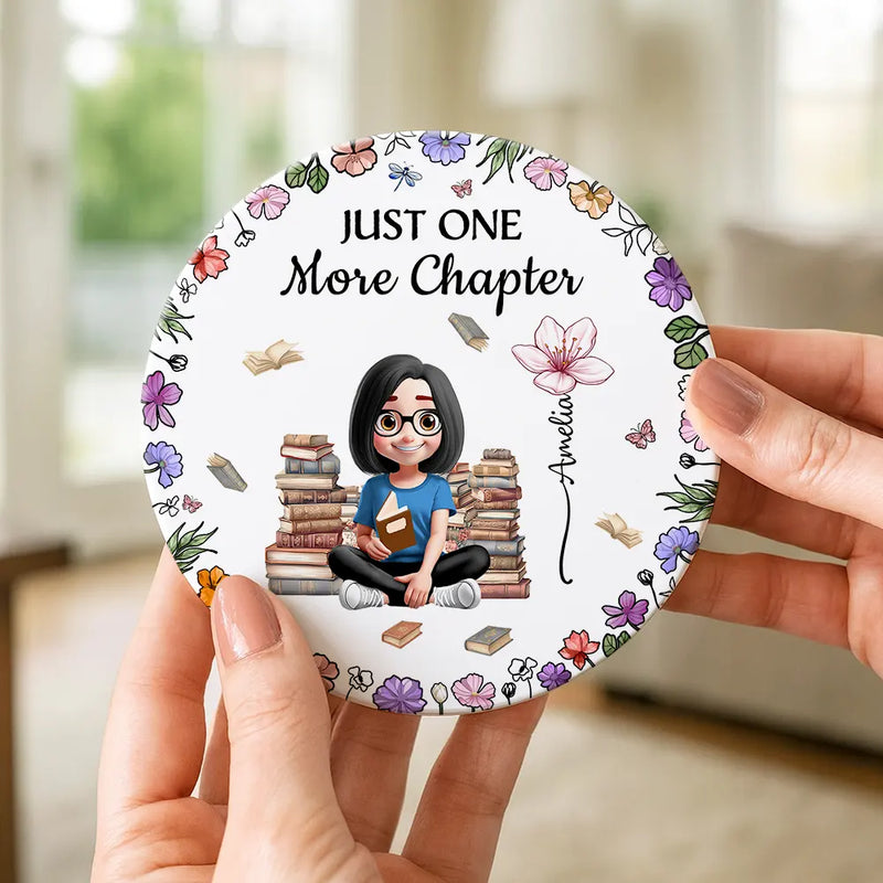 Reading,Gift For Women,Gift For Yourself,Gift For Daughter,Happy - Just A Girl Who Loves Books Birth Flower - Personalized Ceramic Coaster