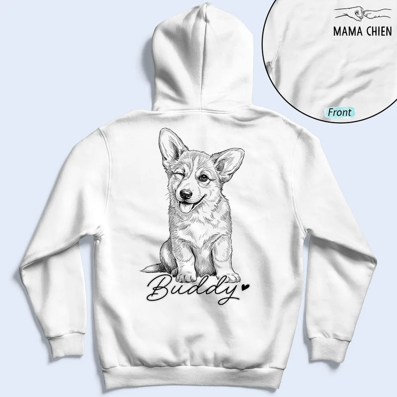 Custom Photo,Art Design,French,Cat Dad,Pet Lovers,Gift For Father,Non-Eng,Adorable,Photo - Pencil Sketch - Remove BG - Photo Personnalisée Croquis Au Crayon Photo Personnalisée Croquis Au Crayon Papa Chat Papa Chien Mama Chat Mama Chien - T-Shirt Personnalisé
