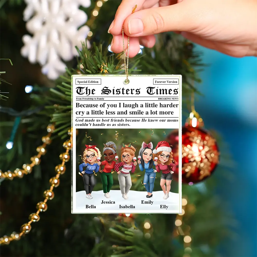 Gift For Bestie,Gift For Sisters,Happy,Christmas - A True Friendship Is A Journey The Besties Times - Personalized Custom Shaped Acrylic Ornament