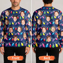 Family - Custom Photo Funny Kid Face Christmas Light - Personalized Unisex Ugly Sweater