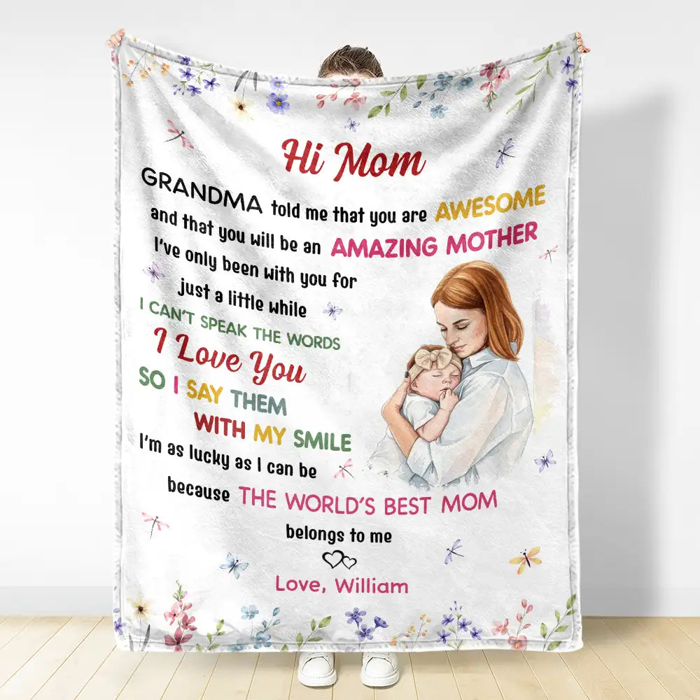 New Mom,Love,Gift For Mother - Custom Photo The World's Best Mommy Belongs To Me - Personalized Fleece Blanket, Sherpa Blanket