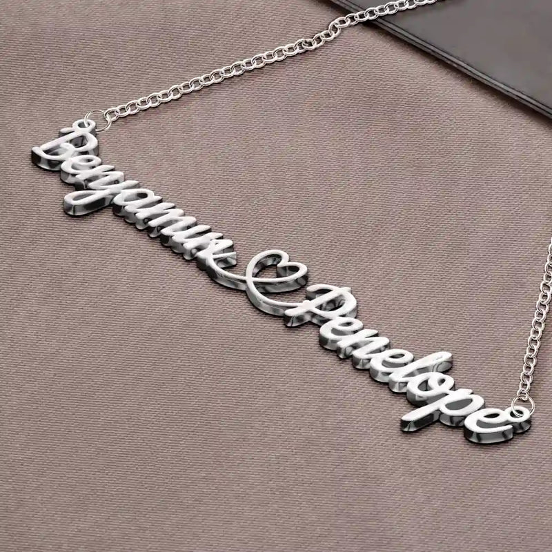 Gift For Couples,Love - Couples Initials Heart Sign Name - Personalized Letter Necklace