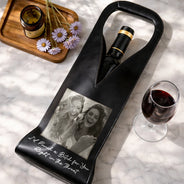 Gift For Bestie,Old Best friends,Funny - Custom Photo Besties Gray Scale Right In The Throat - Personalized Leather Wine Bag