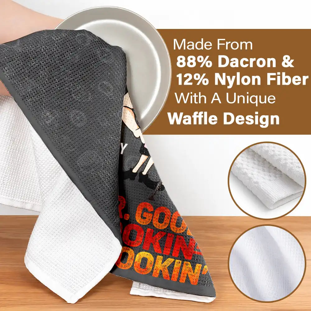 Custom Photo,Gift For Father,Grilling,Funny,Non-Eng,Photo - Custom Photo Mr Good Looking Is Cooking - Personalized Kitchen Towel