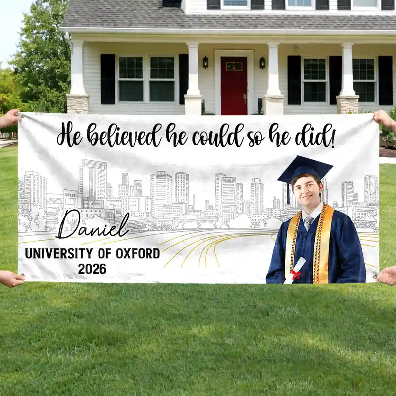 Graduation,Gift For Yourself,Gift For Daughter,Gift For Son,Gift For Bestie,Non-Eng,Photo,Proud - Custom Photo Congrats Grad A Sweet Ending To The New Beginning - Personalized Horizontal Banner