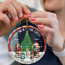 Gift For Couples,Gift For Husband,Gift For Wife,Gift For Boyfriend,Gift For Girlfriend,Cat Lovers,Cat Couple,Pet Lovers,Pet Couple,Love,Christmas - Christmas Tree You Me And The Cat - Personalized Circle Glass Ornament