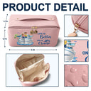 Gift For Yourself,Gift For Women,Summer,Humorous,Vector - All My Cruise Crap - Personalized Leather Makeup Bag