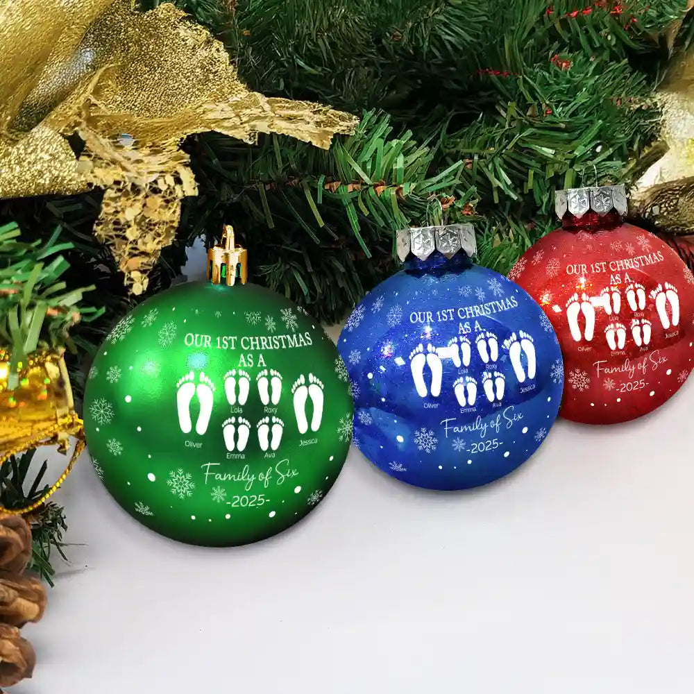 Family, Happy, Christmas - First Christmas As A Family - Personalized Ball Ornament