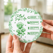Gift For Women, Gift For Yourself, Gift For Daughter, Gift For Bestie, Happy - God Says I Am Toile De Jouy Flower - Personalized Ceramic Coaster