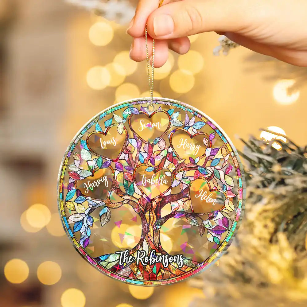 Christmas,Family,Parents,Gift For Grandparents - Family Unbreakable Bond Tree Of Life - Personalized Holographic Acrylic Ornament