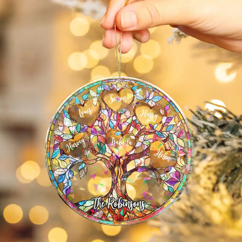 Christmas,Family,Parents,Gift For Grandparents - Family Unbreakable Bond Tree Of Life - Personalized Holographic Acrylic Ornament