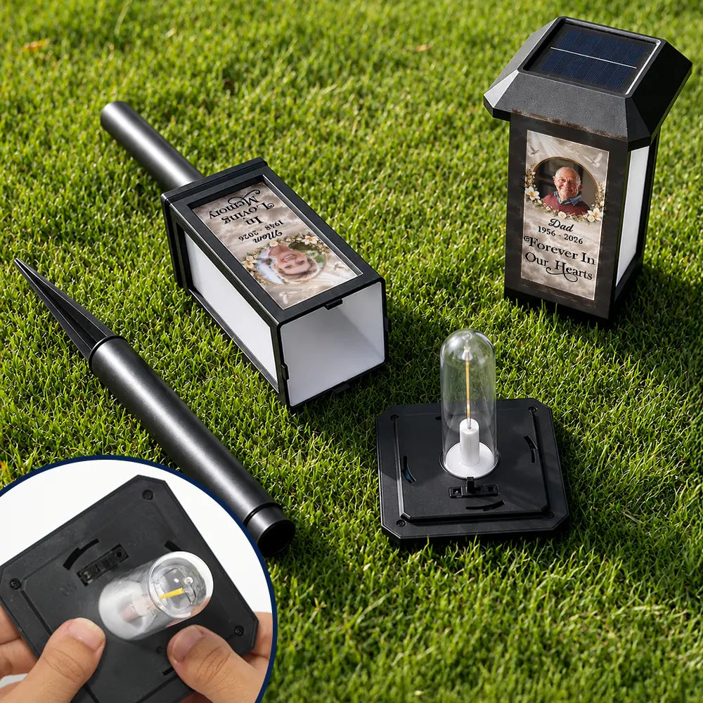 Christmas,Custom Photo,Family,Memorial,Memorial Loved One,Sympathetic,Upload Full Photo - Memorial Sympathy Gifts - Personalized Custom Photo Forever In Our Hearts Solar Garden Light