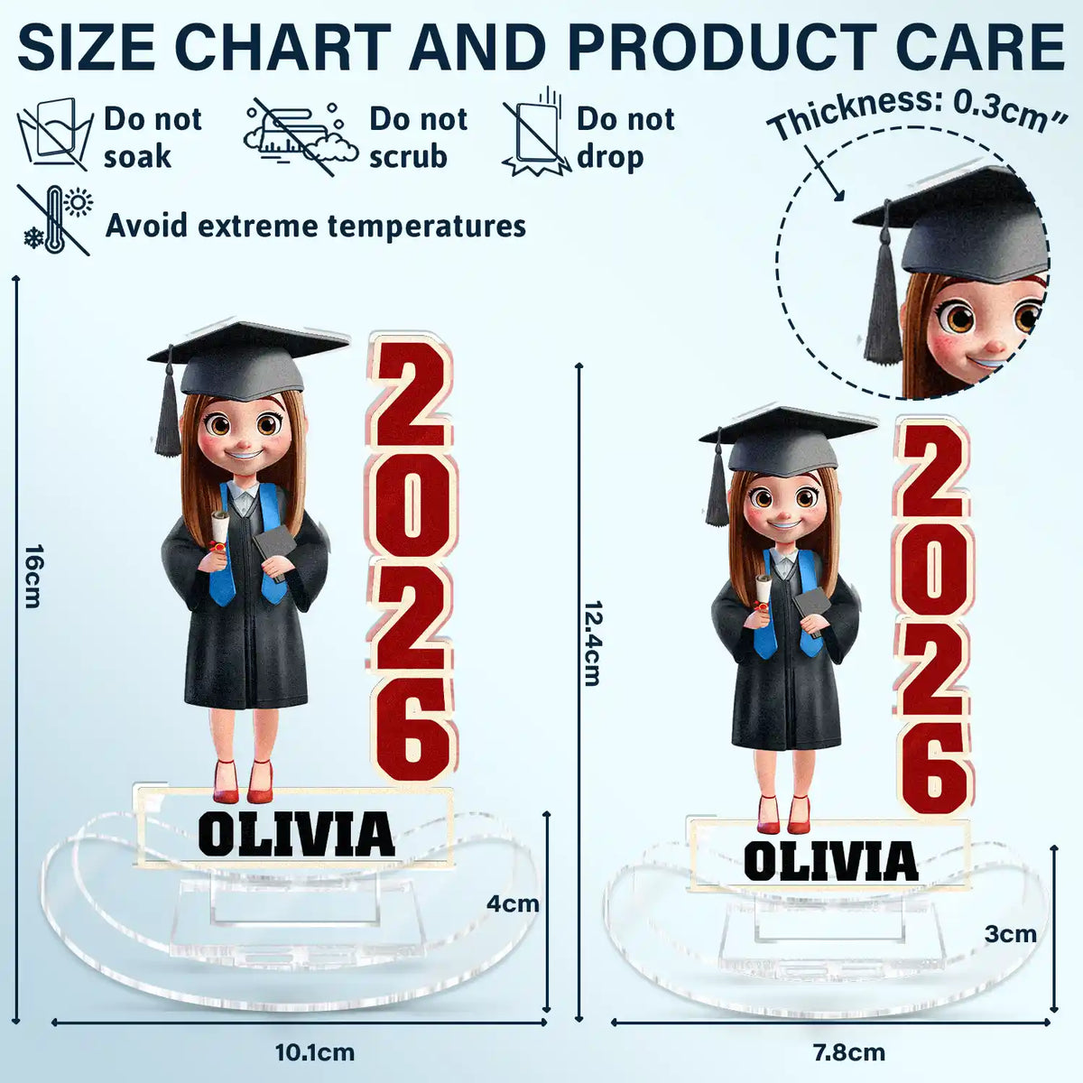 Funny Graduation Year - Personalised Acrylic Shaking Stand
