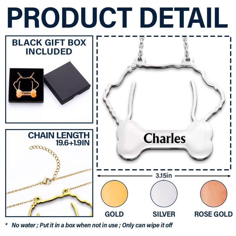 Dog Lovers,Cat Lovers,Pet Lovers,Love - Dog Cat Face Line Art With Name - Personalized Letter Necklace