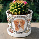 Art Design,Healing,Pet Memorial,Pet Lovers,Memorial,Photo - Vivid Watercolor Art - Custom Photo Vivid Watercolor Art Forever Loved Dog Cat Pet Portrait Toile Remembrance - Personalized Plant Pot
