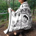 Reading,Dog Lovers,Dog Mom,Cat Lovers,Cat Mom,Gift For Yourself - Once Upon A Time There Was A Girl Loved Books & Dogs Cats - Personalized Fleece Blanket, Sherpa Blanket