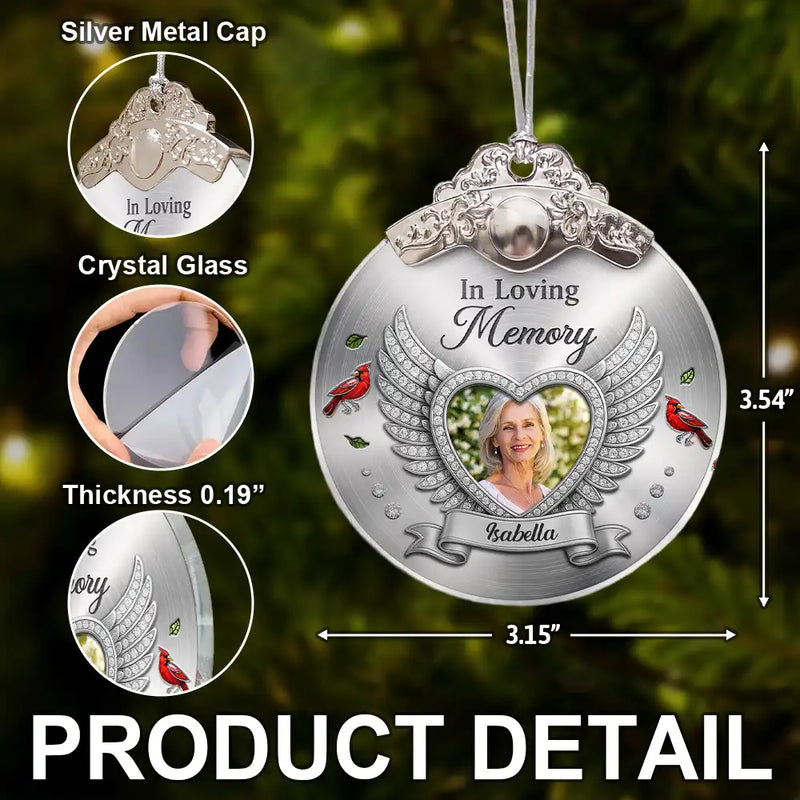 Sad,Memorial,Family,Parents,Gift For Grandparents,Christmas - Custom Photo I'm Always With You Memorial Metal Effect - Personalized Glass Ornament With Silver Cap