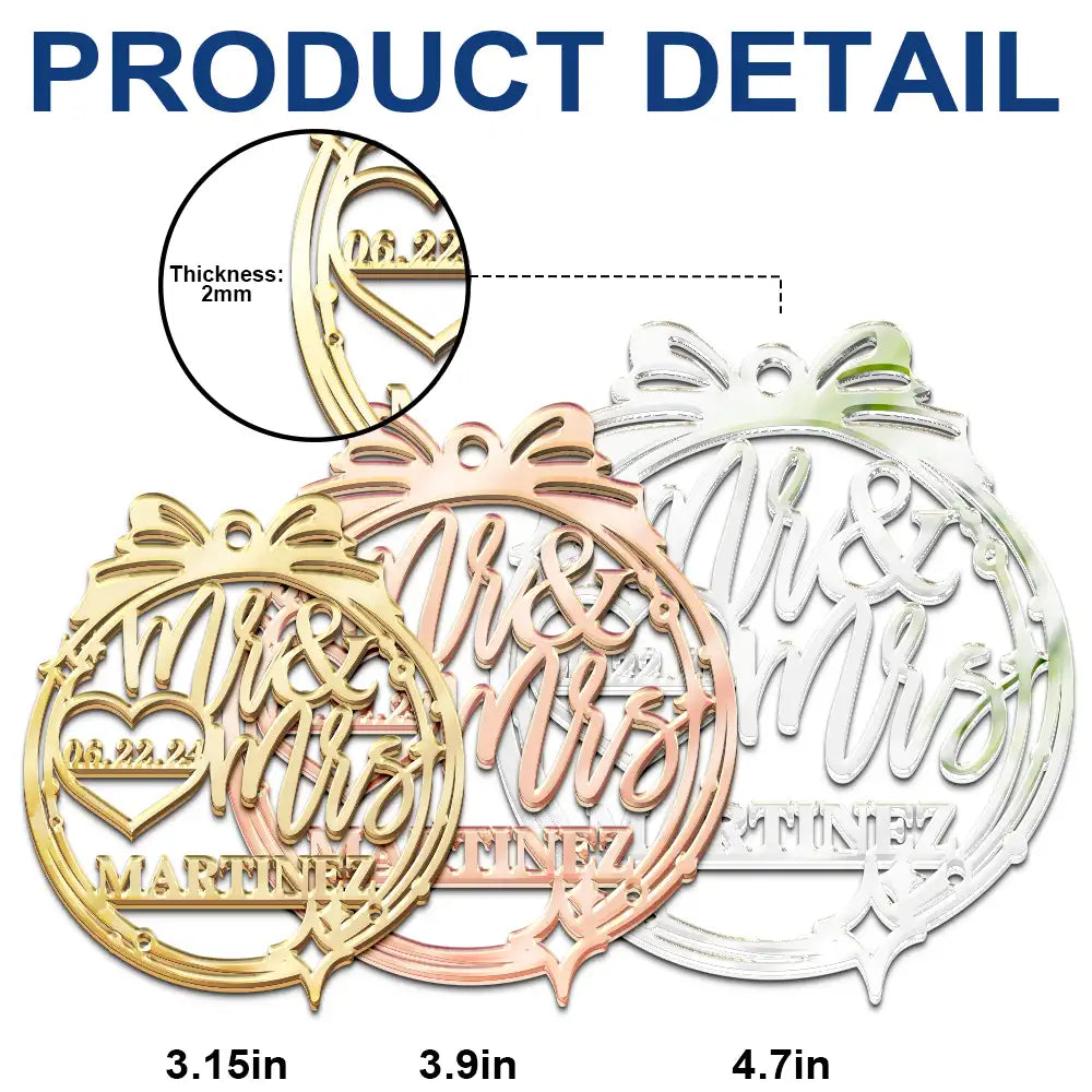 Gift For Couples,Love,Christmas - Anniversary Wedding Mr And Mrs - Personalized DIY Mirror Acrylic Ornament