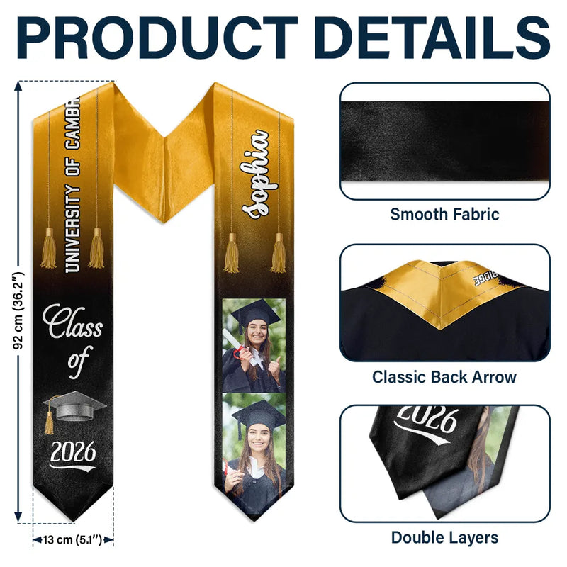 Gift For Yourself,Gift For Women,Gift For Men,Graduation,Happy,Non-Eng,Photo - Custom Photo Graduation Class - Personalised Stoles