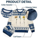 Gift For Grandma,Gift For Aunt,Gift For Mother,Happy,Gift For Wife,Gift For Yourself,Gift For Women - Knitted Effect Birth Flower Grandma's Garden - Personalized Unisex Ugly Sweater