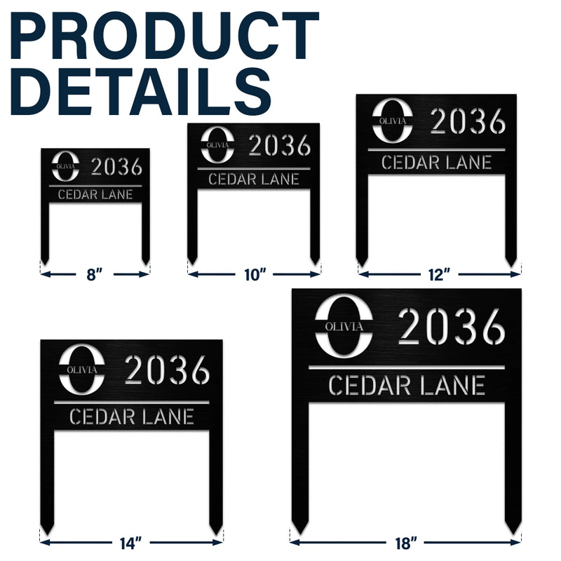 Family, Happy - Welcome House Address Number Sign - Personalized Metal Garden Stake