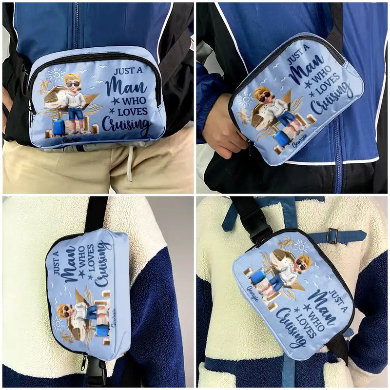 Gift For Yourself,Gift For Women,Gift For Men,Travel,Happy - All My Travel Crap - Personalized Crossbody Belt Bag