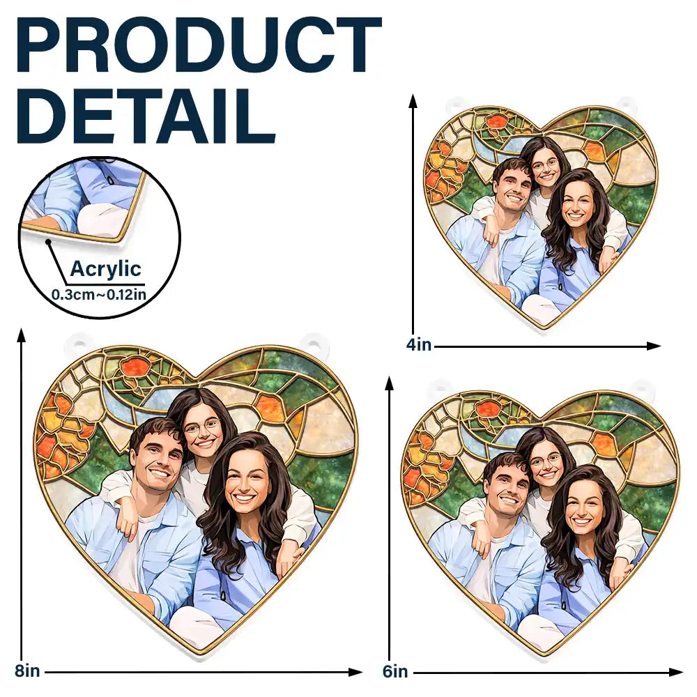 Gift For Couples,Gift For Wife,Gift For Mother,Gift For Grandma,Gift For Grandparents,Family - Custom Photo Stained Glass Portrait Mom Grandma Parents Family - Personalized Window Hanging Suncatcher Ornament