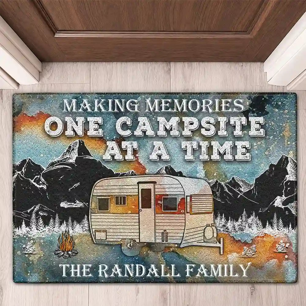 Personalized Camping Making Memories Blue Earth Custom RV Customized Doormat