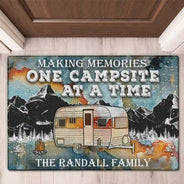 Personalized Camping Making Memories Blue Earth Custom RV Customized Doormat
