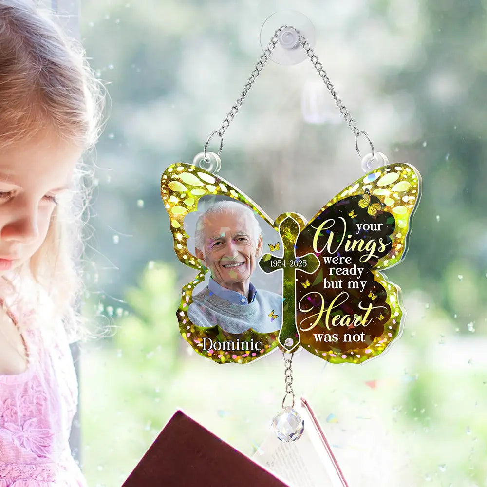 Sad,Memorial,Family,Gift For Grandparents,Parents,Gift For Sibling - Custom Photo I Am Always With You Memorial - Personalized Rainbow Suncatcher With Crystal Ball Prism