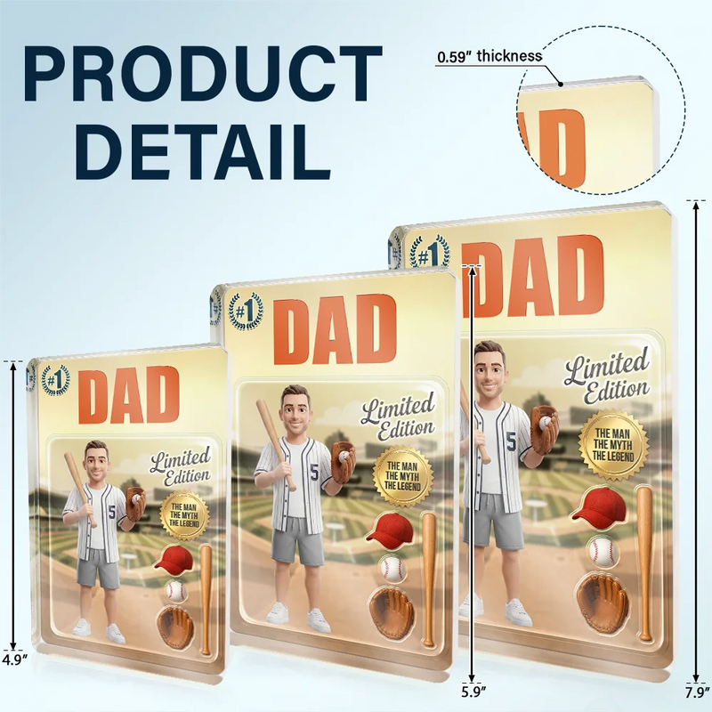 Gift For Husband,Gift For Yourself,Gift For Men,Gift For Father,Sport Dad,Dad's Hobby,Grandpa's Hobby,Baseball,Non-Eng,Photo - Toybox Figure,Playful - Custom Photo Toybox Figure Baseball Dad Grandpa Limited Edition - Personalized Custom Shaped Acrylic Plaque