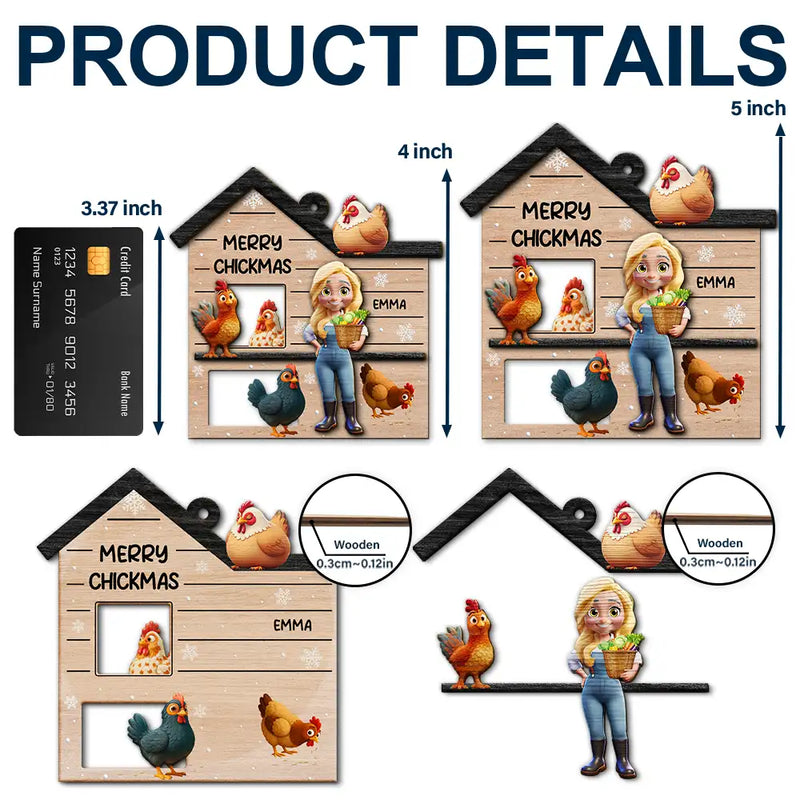Christmas,Farm,Gift For Yourself,Happy - All I Want for Christmas Is Chickens - Personalized 2-Layered Wooden Ornament
