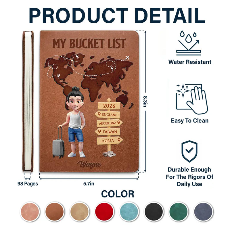 Travel, Gift For Couples, Old Couples, Gift For Yourself - Travel Bucket List For Couples And Travel Lovers - Personalized Leather Journal