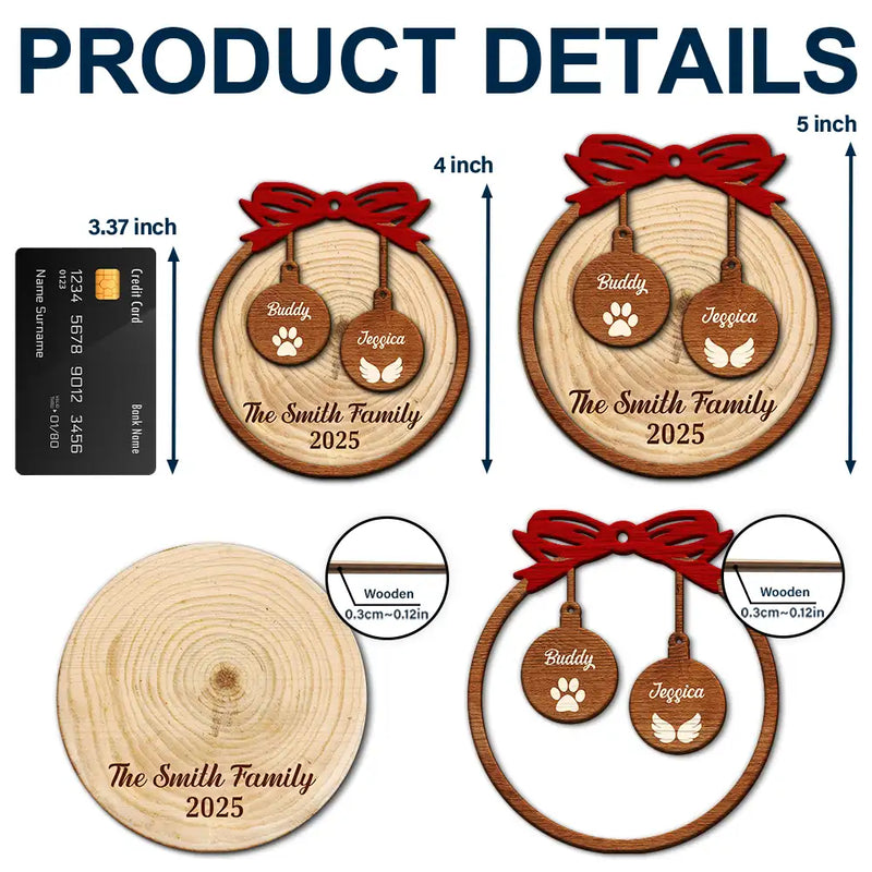 Family,Gift For Sibling,Gift For Sisters,Gift For Brothers,Love,Christmas,Pet Lovers - Happy Family Merry Christmas - Personalized 2-Layered Wooden Ornament