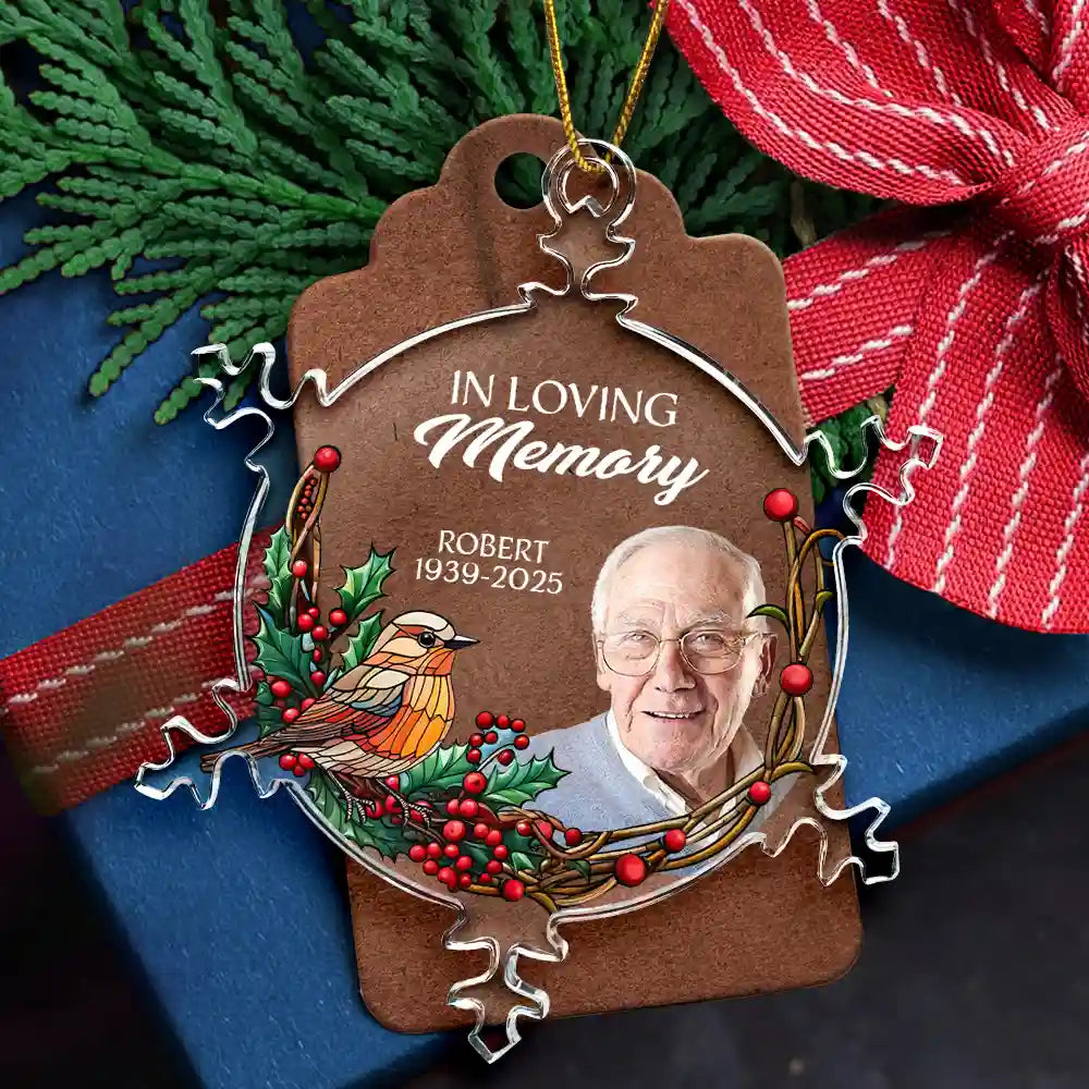 Family,Christmas,Memorial,Sad - Custom Photo I'm Always With You Memorial - Personalized Snowflakes Shaped Glass Ornament