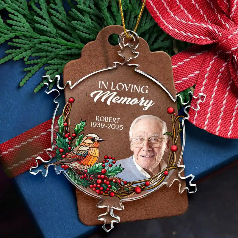 Family,Christmas,Memorial,Sad - Custom Photo I'm Always With You Memorial - Personalized Snowflakes Shaped Glass Ornament