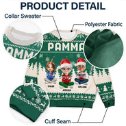Gift For Grandma,Gift For Mother,Gift For Wife,Happy,Christma - Grandma Nana Mimi Grandkid 3D Effect - Personalized Unisex Ugly Sweater