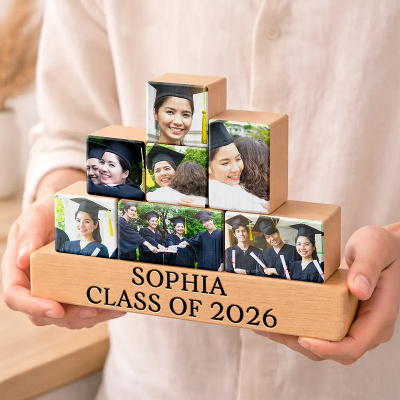 Gift For Yourself,Gift For Women,Gift For Men,Gift For Sibling,Gift For Sisters,Gift For Brothers,Gift For Bestie,Graduation - Custom Photo Congratulations Graduate - Personalized Wooden Stacking Photo Blocks
