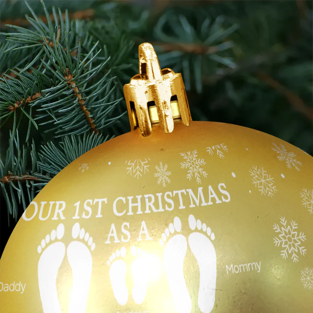 Family, Happy, Christmas - First Christmas As A Family - Personalized Ball Ornament