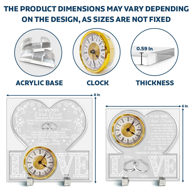 Gift For Couples,Gift For Husband,Gift For Wife,Gift For Boyfriend,Gift For Girlfriend,Old Couples,Love - I Wish I Could Turn Back The Clock - Personalized Acrylic Desk Clock