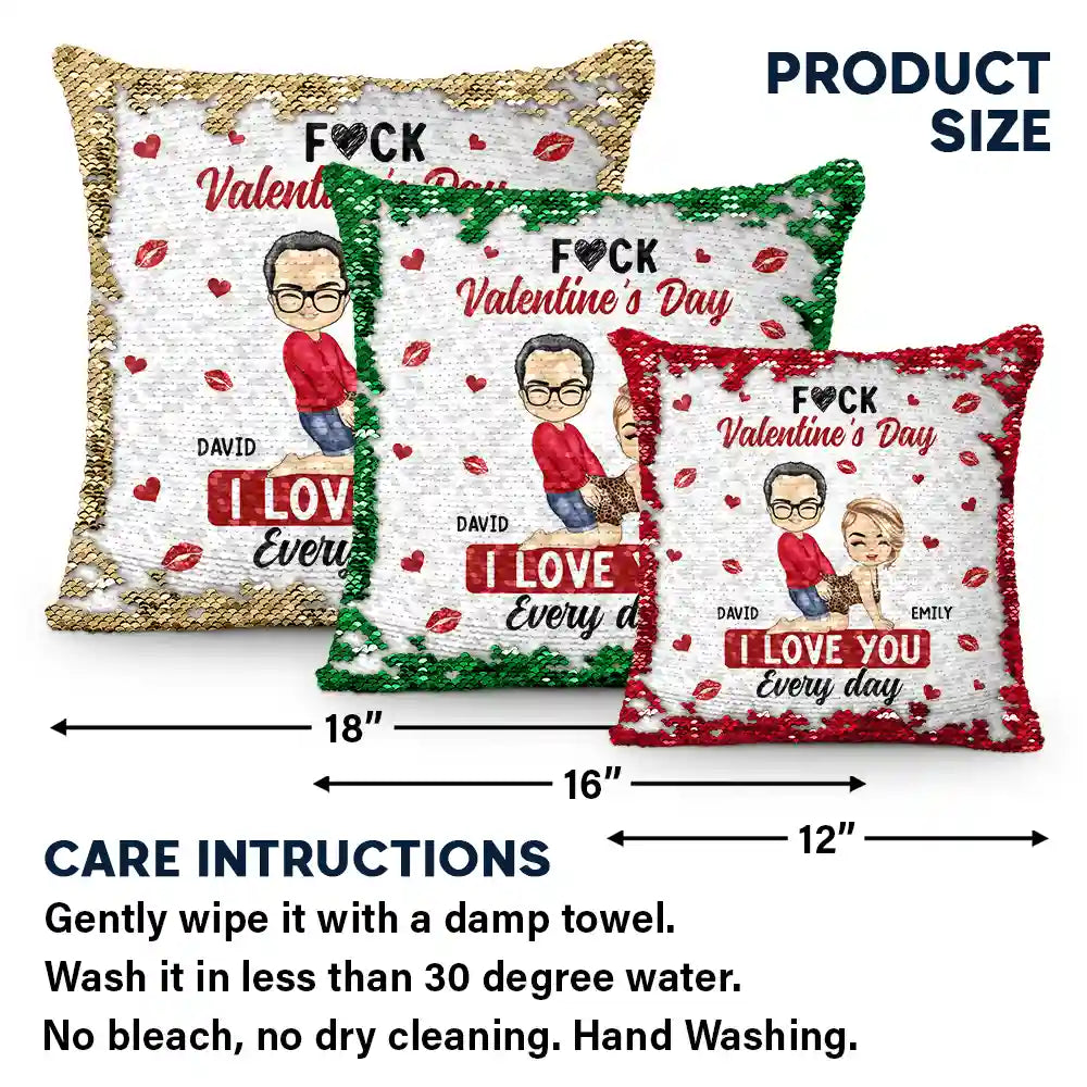 Gift For Couples,Old Couples,Gift For Husband,Gift For Wife,Gift For Boyfriend,Gift For Girlfriend,Love - Couple I Love You Every Day - Personalized Sequin Pillow, Mermaid Sequin Cushion Magic Reversible Throw Pillow